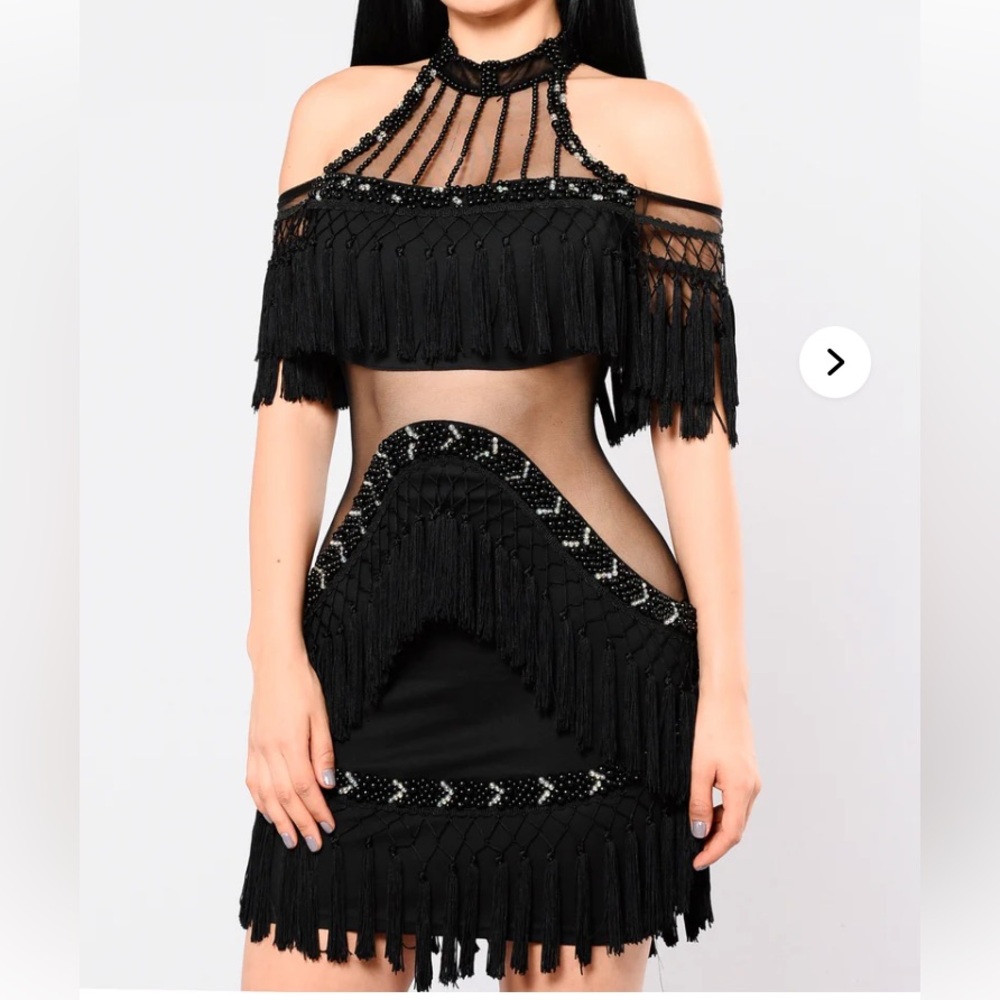 Fashion Nova Black Fringe Mini Dress